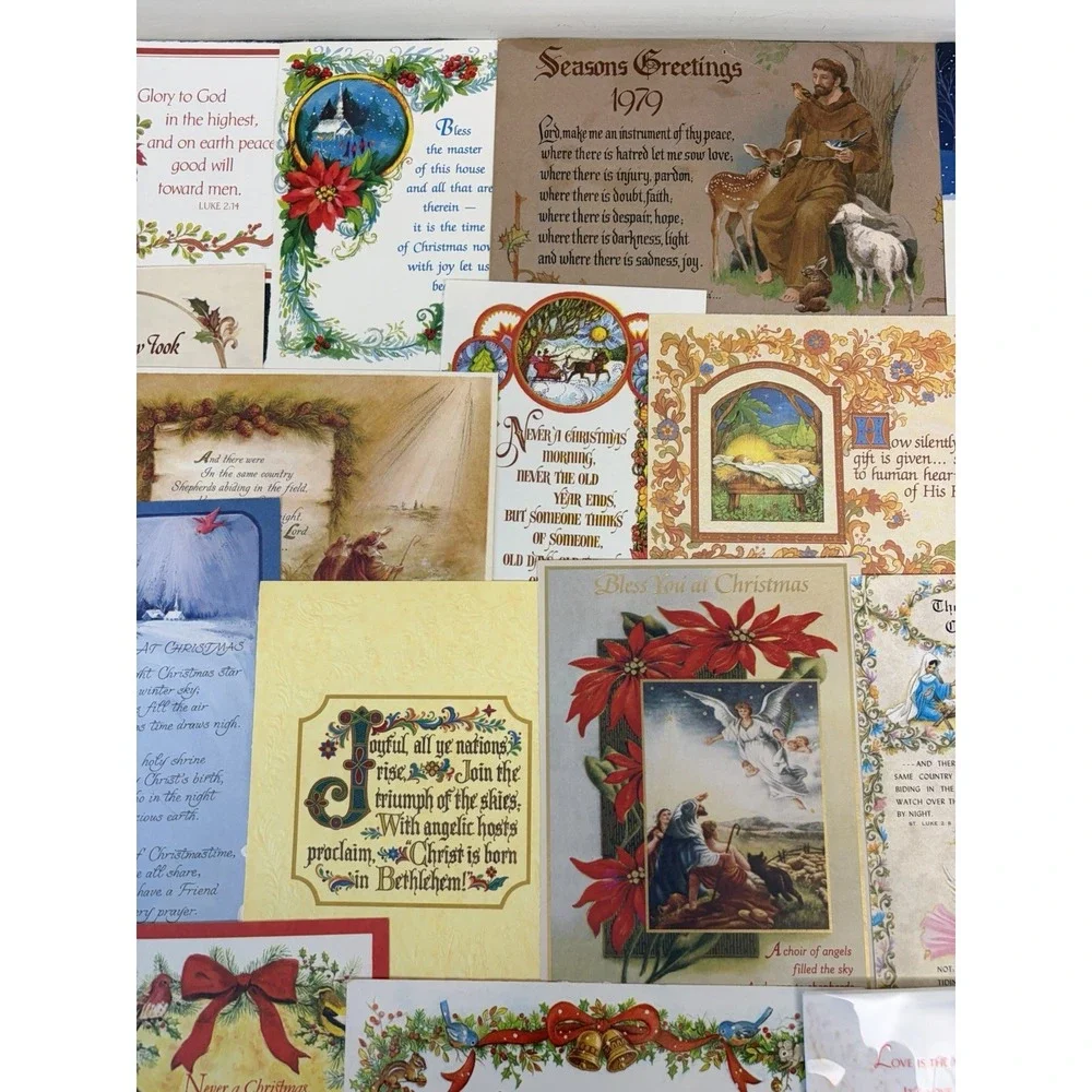 Vintage Christmas Cards Fronts ONLY Bible  Verses More Scrapbooking Crafts 50+